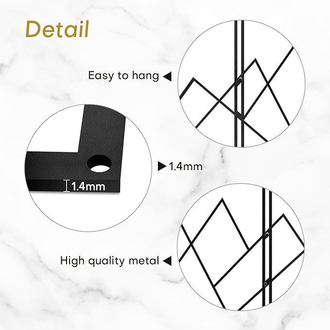 SIGNLEADER Metal Wall Decor Triangle Mountains Line Minimalist Modern Luxury Wall Sculpture Hangings 3D Statue Home Decoration for Living Room, Bedroom, Bathroom, Kitchen, Fireplace, Office - 24" Black