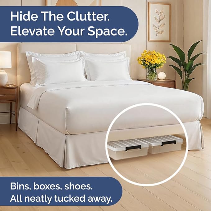 Pleated Bed Skirt Queen Size - 3 Sided Pleated Bed Skirt Queen - Ultra-Soft, Easy Fit with 15 Inch Tailored Drop - Hotel Quality, Wrinkle Free & Fade Resistant - For Women, Men, Kids and Teens - White