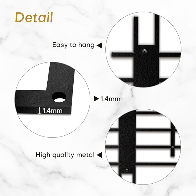 SIGNLEADER Metal Wall Decor Linear Abstract Minimalist Modern Luxury Wall Sculpture Hangings 3D Statue Home Decoration for Living Room, Bedroom, Bathroom, Kitchen, Fireplace, Office - 18" Black