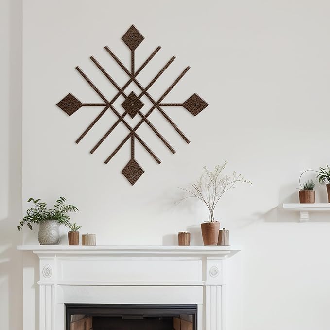 SIGNLEADER Metal Wall Decor Folk Symbol Mystery Minimalist Modern Luxury Wall Sculpture Hangings 3D Statue Home Decoration for Living Room, Bedroom, Bathroom, Kitchen, Fireplace, Office - 24" Bronze
