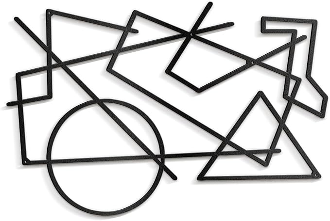 SIGNLEADER Metal Wall Decor Geometric Picasso Minimalist Modern Luxury Wall Sculpture Hangings 3D Statue Home Decoration for Living Room, Bedroom, Bathroom, Kitchen, Fireplace, Office - 18" Black