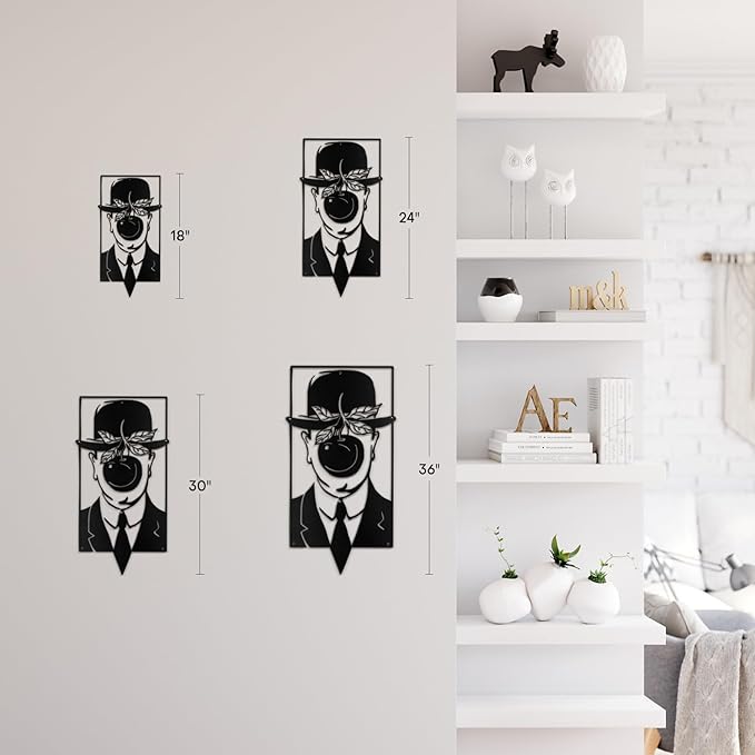 SIGNLEADER Metal Wall Art Decor Chaplin Modern Abstract Wall Sculpture Hangings Home Decoration for Living Room, Bedroom, Bathroom, Kitchen, Outdoor - 18" Black