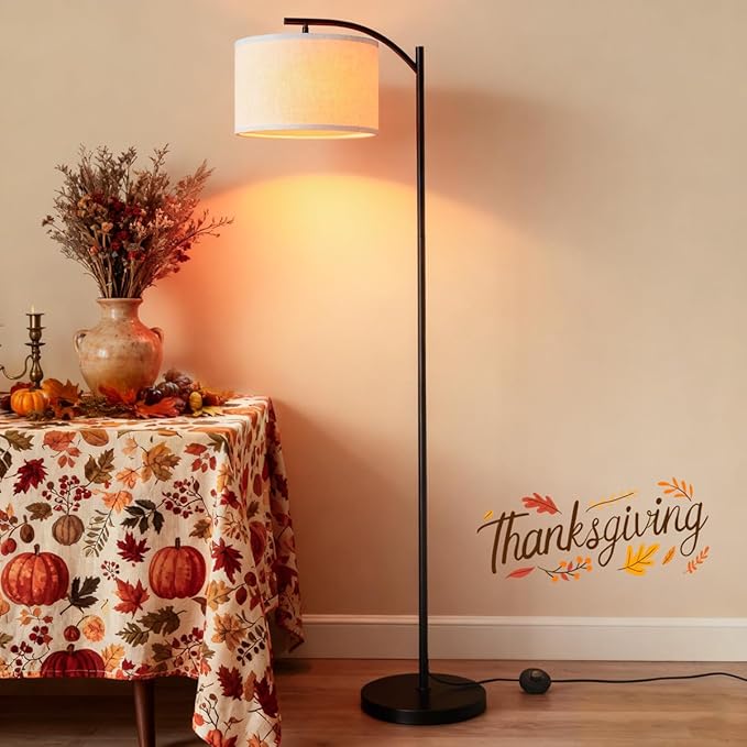 HoperBriwght Floor Lamp for Living Room, Standing Lamp, Floor Lamp with Linen Lampshade for Home Décor, Office, Bedroom (Bulb Included)
