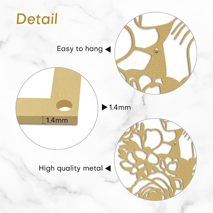 SIGNLEADER Metal Wall Art Decor Woman with butterfly Wings Minimalist Modern Abstract Wall Sculpture Hangings Home Decoration for Living Room, Bedroom, Bathroom, Kitchen, Outdoor - 18" Gold