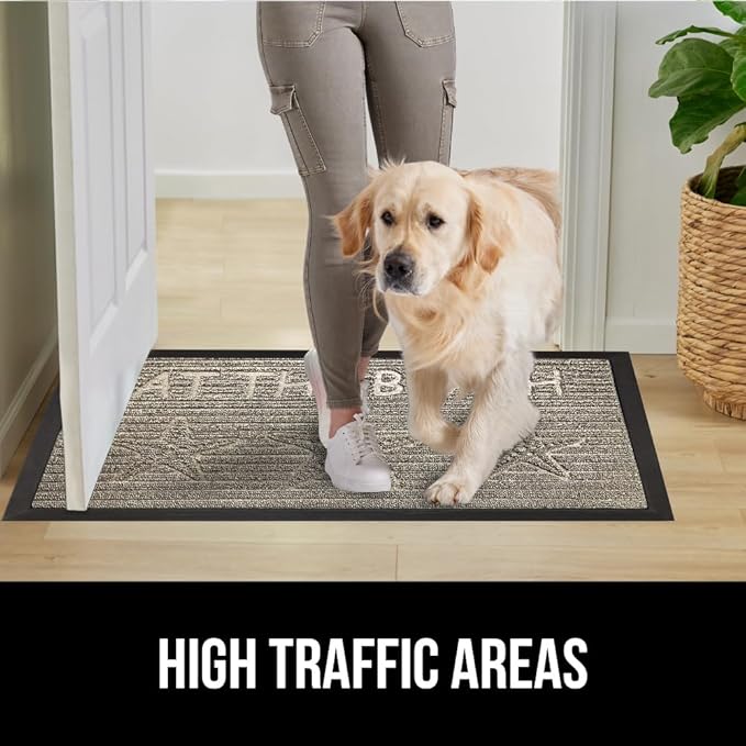 GORILLA GRIP 100% Waterproof All-Season WeatherMax Doormat 35x23, US Designed Natural Rubber, Stain and Fade Resistant, Low Profile Indoor Outdoor Door Mats, Easy Clean Patio Mat, Sand Beach