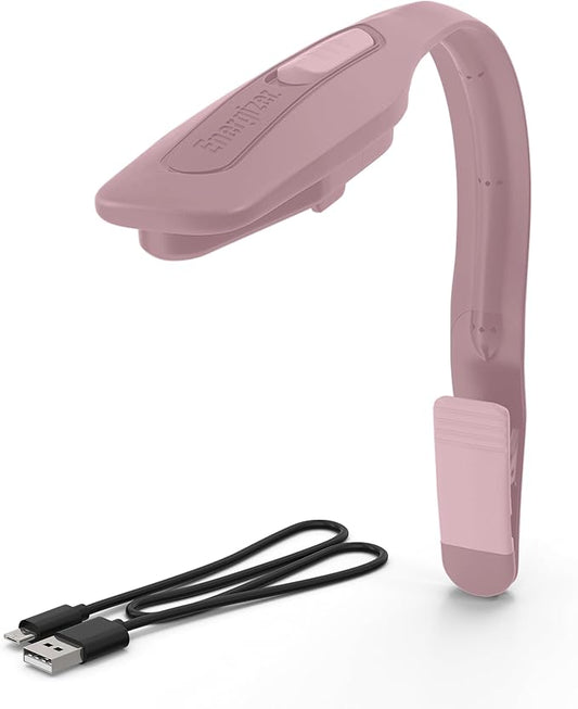 Energizer Flex-R LED Rechargeable Book Light for Reading in Bed, Reading Light with Warm LED Color, Long-Lasting and Lightweight, Pink