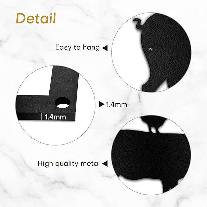 SIGNLEADER Metal Wall Art Decor Chicken, Pig, Cow Minimalist Modern Abstract Wall Sculpture Hangings Home Decoration for Living Room, Bedroom, Bathroom, Kitchen, Outdoor - 18" Black