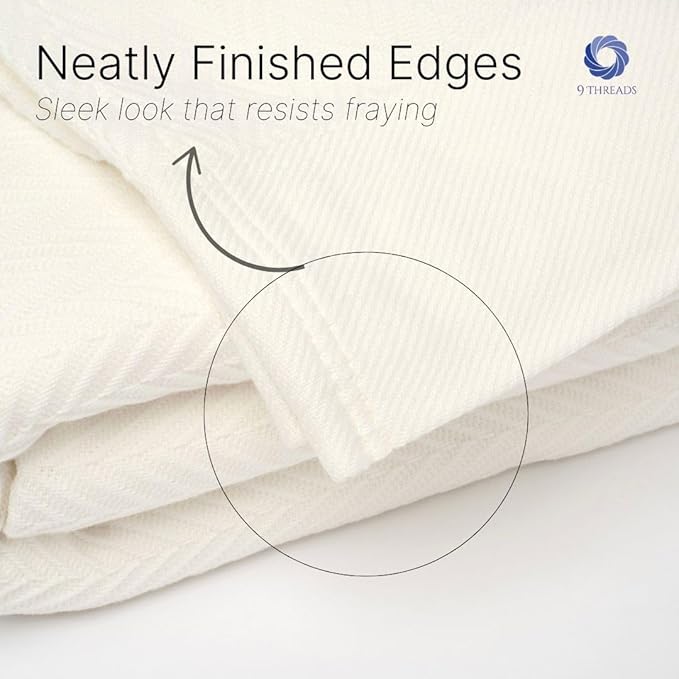 9Threads 100% Cotton Herringbone Weave Blankets, 66" X 90" Twin, Throw Blanket for Bed, All Season Cotton Blanket, Cozy Blanket,Throws & Bed Blanket, Throw Blanket for Couch, Modern Home Decor -Tusk