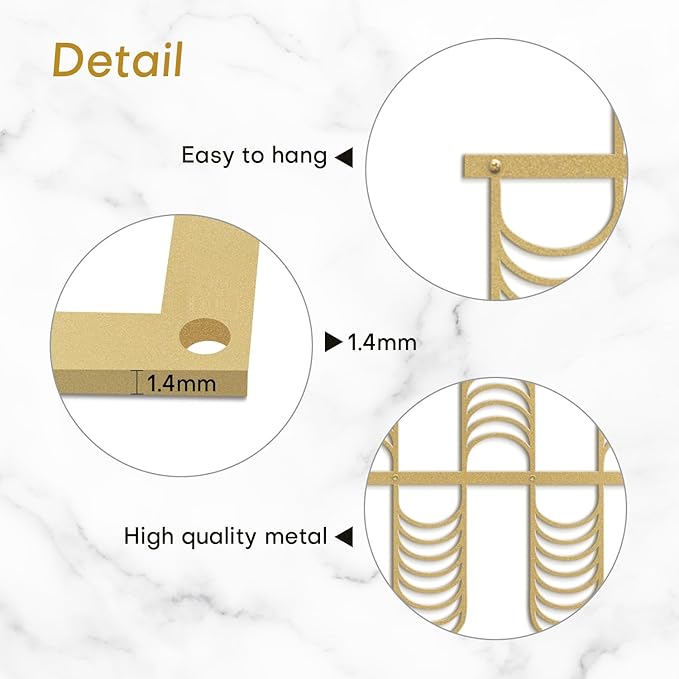 SIGNLEADER Metal Wall Decor Minimalist Modern Luxury Wall Sculpture Hangings 3D Statue Home Decoration for Living Room, Bedroom, Bathroom, Kitchen, Fireplace, Office - 18" Gold