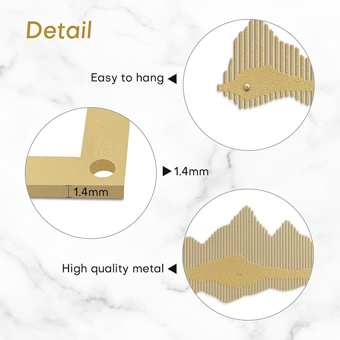 SIGNLEADER Metal Wall Decor Mountains Lines Minimalist Modern Luxury Wall Sculpture Hangings 3D Statue Home Decoration for Living Room, Bedroom, Bathroom, Kitchen, Fireplace, Office - 24" Gold