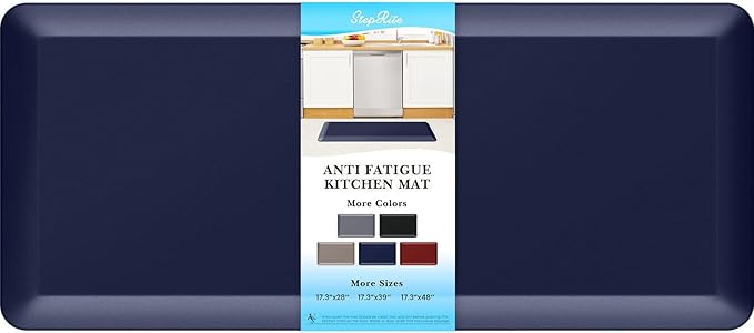 StepRite 4/5 Inch Thick Kitchen Mat Anti Fatigue Mat Kitchen Rugs Kitchen Decor Non-Slip, Stain & Water Resistant, Kitchen Mats Desk Mat for Kitchen, Office, Workshop, Blue, 17'' x 39''