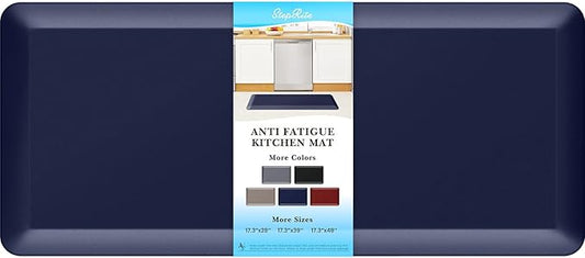 StepRite 4/5 Inch Thick Kitchen Mat Anti Fatigue Mat Kitchen Rugs Kitchen Decor Non-Slip, Stain & Water Resistant, Kitchen Mats Desk Mat for Kitchen, Office, Workshop, Blue, 17'' x 39''