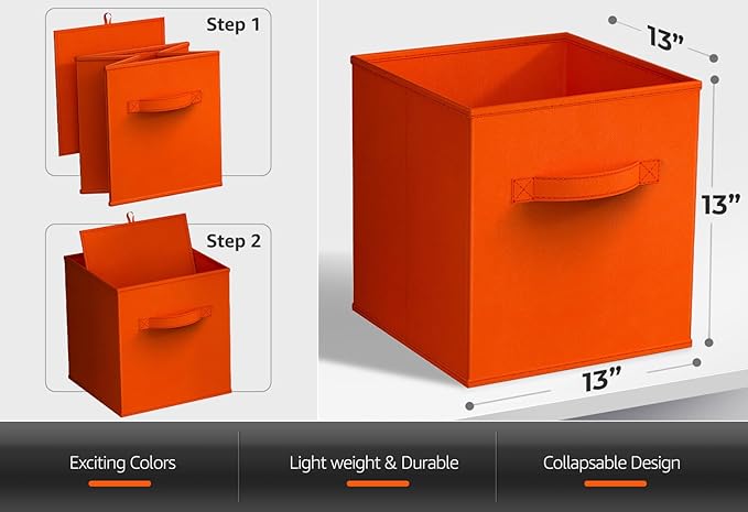 Sorbus Fabric Storage Cubes - 8 Foldable Storage Bins for Organizing Pantry, Cubbies, Toy Box - Clothes Storage & Closet Organizer - 13 Inch Collapsible Cube Baskets for Shelves with Handle