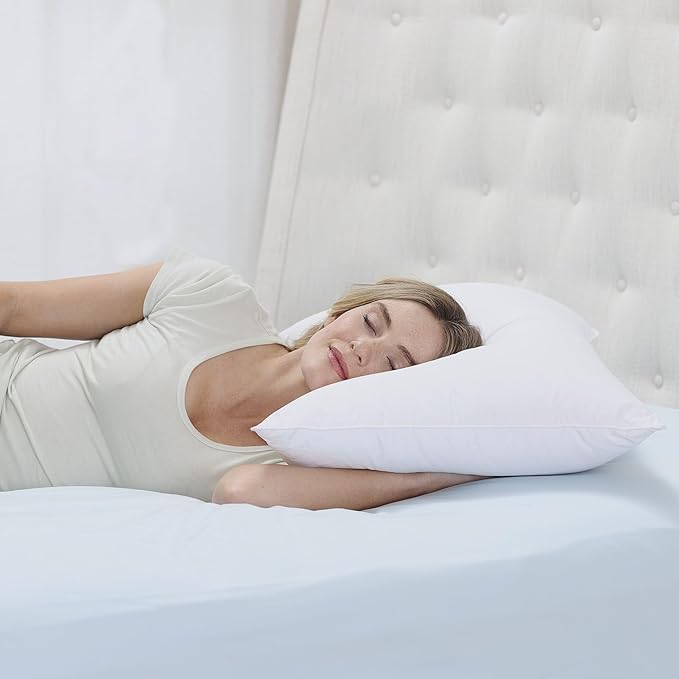 Cuddledown Organic Cotton Down Alternative Pillow | 100% Organic Cotton Shell | European Down Alternative Fill | Hypoallergenic | Handcrafted | Oeko-TEX Certified | 20" x 26" | Standard | Soft