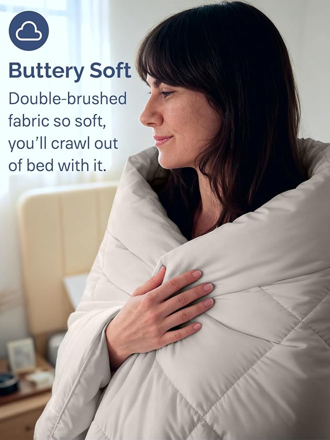 Full Size, Light Gray Alternative Down Comforter - Warm, Lightweight, Luxury and Breathable Hotel Quality Bedding Set - All Season Fluffy and Cozy Oversized Cooling Microfiber Duvet Insert Comforter