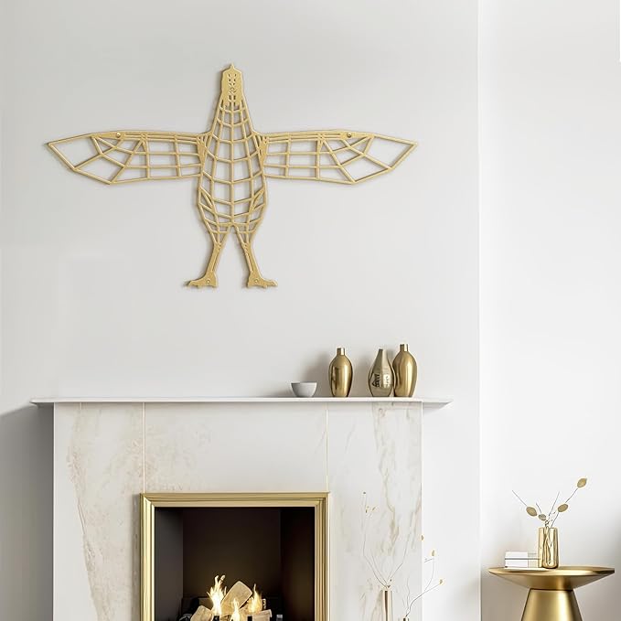 SIGNLEADER Metal Wall Art Decor Flying Bird Minimalist Modern Abstract Wall Sculpture Hangings Home Decoration for Living Room, Bedroom, Bathroom, Kitchen, Outdoor - 18" Gold