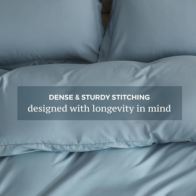 JSD Dusty Blue Duvet Cover Set Twin Size, 2 Piece Microfiber Kids Duvet Cover with Pillow Sham, Zipper Closure, Comforter Not Included