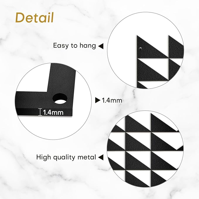 SIGNLEADER Metal Wall Decor Triangle Composition Minimalist Modern Luxury Wall Sculpture Hangings 3D Statue Home Decoration for Living Room, Bedroom, Bathroom, Kitchen, Fireplace, Office - 24" Black