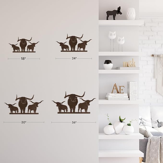 SIGNLEADER Metal Wall Art Decor Three Cows Minimalist Modern Abstract Wall Sculpture Hangings Home Decoration for Living Room, Bedroom, Bathroom, Kitchen, Outdoor - 18" Bronze