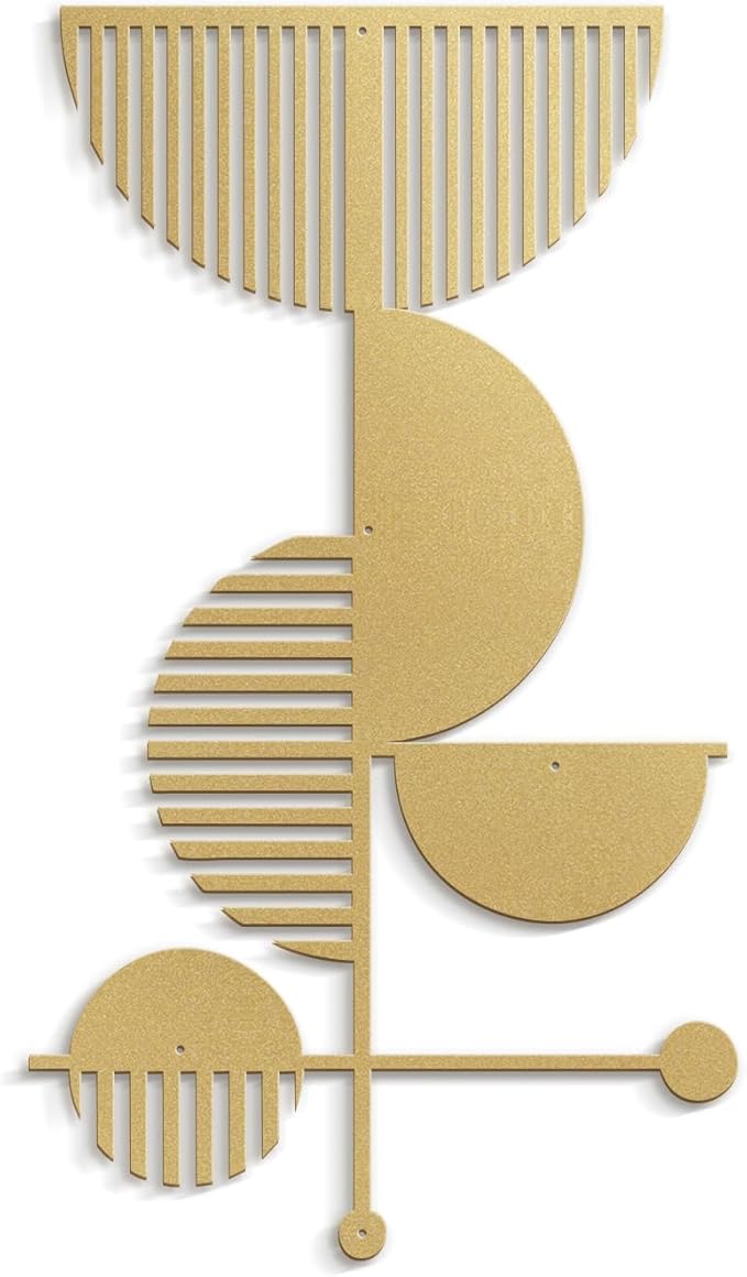 SIGNLEADER Metal Wall Decor Boho Geometric Lines Minimalist Modern Luxury Wall Sculpture Hangings 3D Statue Home Decoration for Living Room, Bedroom, Bathroom, Kitchen, Fireplace, Office - 24" Gold