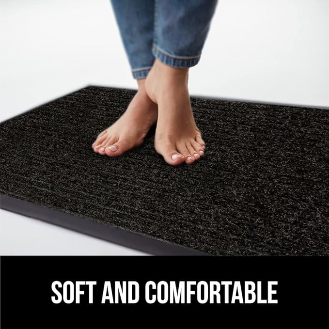 GORILLA GRIP Waterproof Traffic Guard Door Mat, 35x23, Heavy Duty Entryway Mats, Strong Backing Commercial Utility Rugs for Office Hallway, Garage Floor and Home, Low Profile Carpet Runner, Black