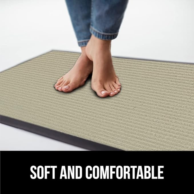 GORILLA GRIP Waterproof Traffic Guard Door Mat, Heavy Duty Entryway Mats, Strong Backing Commercial Utility Rugs for Office Hallway, Garage Floor and Home, Low Profile Carpet Runner, 29x17, Beige