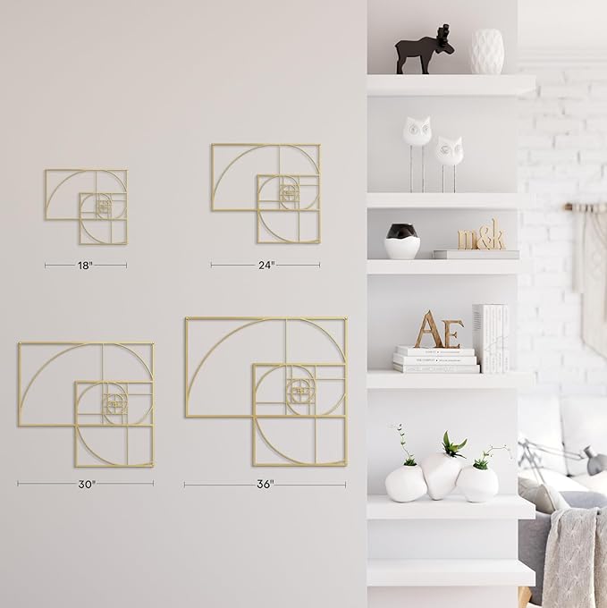 SIGNLEADER Metal Wall Decor Golden Proportion Minimalist Modern Luxury Wall Sculpture Hangings 3D Statue Home Decoration for Living Room, Bedroom, Bathroom, Kitchen, Fireplace, Office - 18" Gold