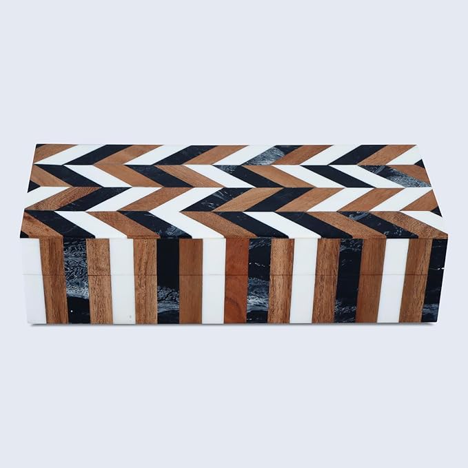 Handicrafts Home Decorative Storage Box 10x4.5 – Remote Control Holder, Jewelry Organizer, Modern Decorative Box with Lid, Boho Chic Home Décor Accent, Vintage Memory Box for Living Room Shelf Décor