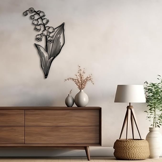 SIGNLEADER Metal Wall Art Decor Petal and Leaf Modern Abstract Wall Sculpture Hangings Home Decoration for Living Room, Bedroom, Bathroom, Kitchen, Outdoor - 18" Black