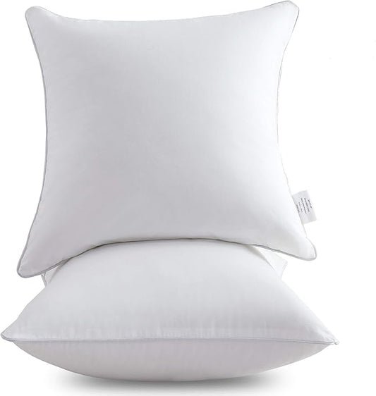 Leeden 18 x 18 Pillow Inserts (Set of 2) - Throw Pillow Inserts with 100% Cotton Cover - 18 Inch Square Decorative Pillows for Sofa, Couch, Bed and Home Decor