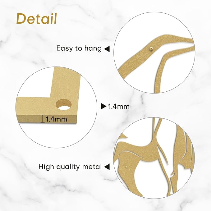 SIGNLEADER Metal Wall Art Decor Ferocious Cow Minimalist Modern Abstract Wall Sculpture Hangings Home Decoration for Living Room, Bedroom, Bathroom, Kitchen, Outdoor - 18" Gold