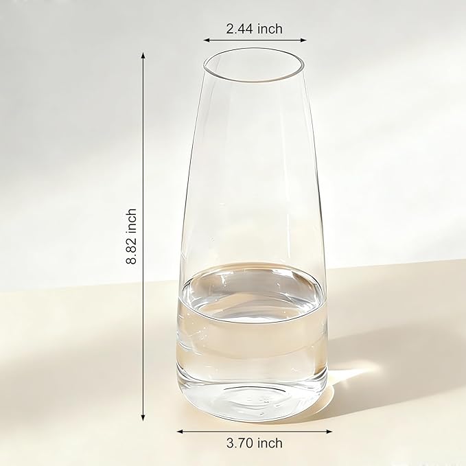 Clear Glass Vase for Home Decor, Modern Home Decor for Long-Stem Flowers, Table Centerpiece for Living Room, Dining Table & Bedroom,Iridescent (8.7 Inch)
