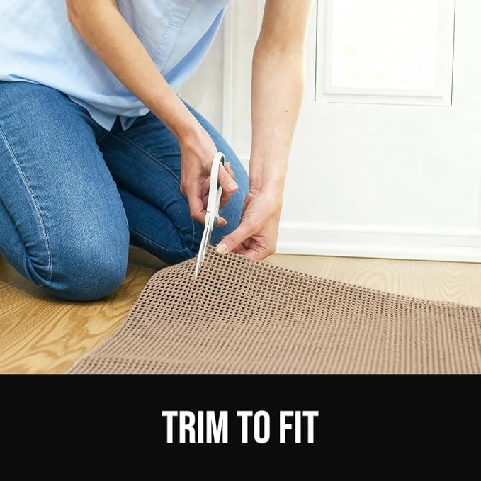 GORILLA GRIP Premium Dual Sided Extra Thick 4x6 Rug Gripper Pad for Hardwood Floors, Breathable Slip Resistant Pad Grips Under Carpet Area Rugs for Hard Surface Floor Protection, Easy Trim Mats, Beige
