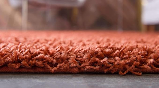 Unique Loom Solid Shag Collection Area Rug (4' 1" x 6' 1" Rectangle, Terracotta)