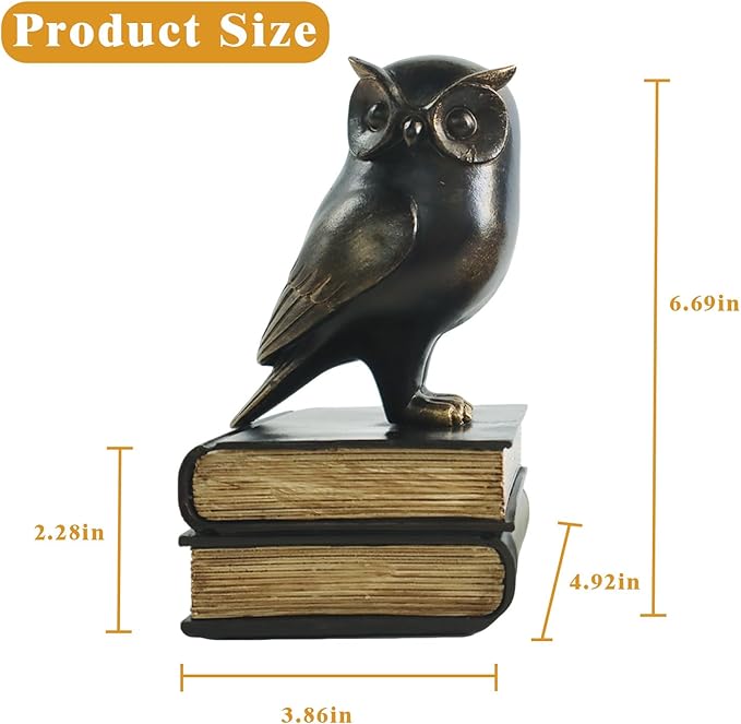 Dosker Book Ends for Shelves,Retro Owl Decorative Bookends,Cute Animal Book Holders for Kids Rooms,Offices and Bedrooms(Black)