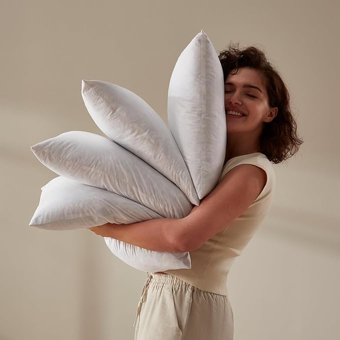 Swandream Feather Throw Pillow Insert, Soft Fluffy Square 22 x 22 Inches Decorative Pillow Insert, Feather and Down Filled Euro Pillows for Bed, Couch and Cushion