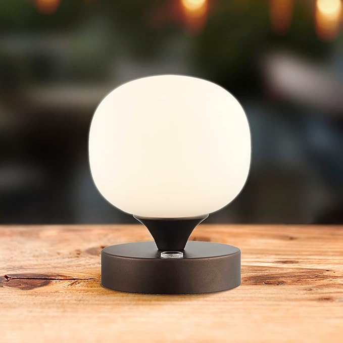 JONATHAN Y JYL7112A Owen 6.13" Bohemian Farmhouse Iron Rechargeable Integrated LED Table Lamp Contemporary Bedside Desk Lamp for Bedroom Living Room Office, Oil Rubbed Bronze/White