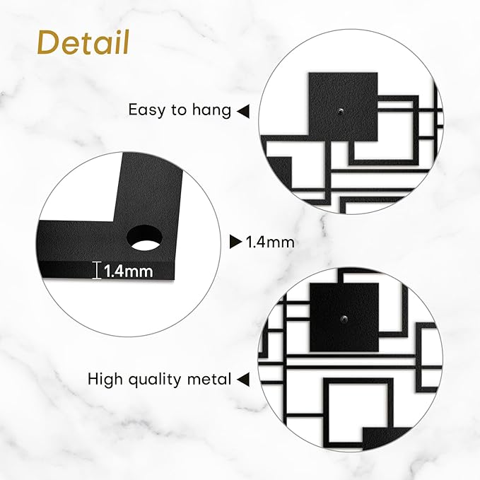 SIGNLEADER Metal Wall Decor Rectangles Geometric Minimalist Modern Luxury Wall Sculpture Hangings 3D Statue Home Decoration for Living Room, Bedroom, Bathroom, Kitchen, Fireplace, Office - 24" Black