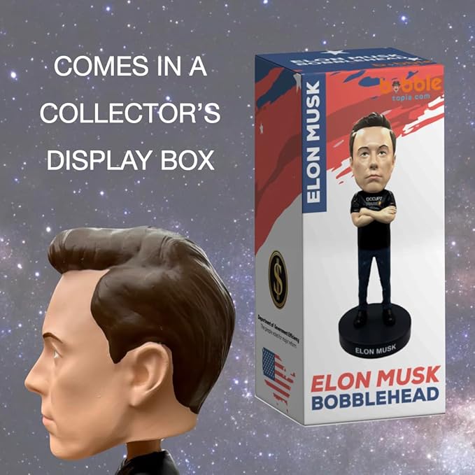 Elon Musk Bobblehead, Entrepreneur and American Patriot, Trump Doge, Premium Polyresin Collectible Statue, 8 Inches Tall, World Leaders Series, Patriots