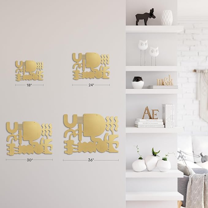 SIGNLEADER Metal Wall Decor Matisse Picasso Minimalist Modern Luxury Wall Sculpture Hangings 3D Statue Home Decoration for Living Room, Bedroom, Bathroom, Kitchen, Fireplace, Office - 24" Gold