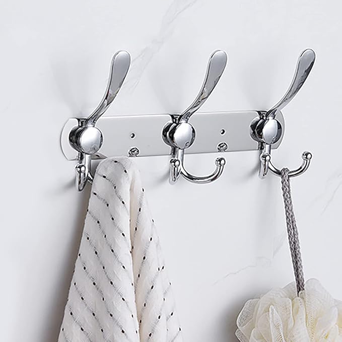 Coat Rack Wall Mounted,3 Tri Stainless Steel Coat Hook for Coat Hat Robes Towel in Mudroom Entryway (Sliver, 1 Pack 3 Hook)