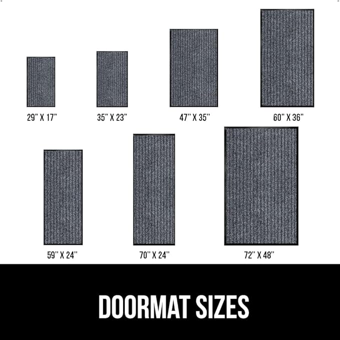 GORILLA GRIP Waterproof Traffic Guard Door Mat, 72x48, Heavy Duty Entryway Mats, Strong Backing Commercial Utility Rugs for Office Hallway, Garage Floor and Home, Low Profile Carpet, Charcoal Gray