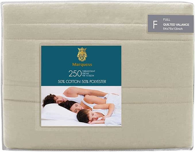 Marquess Tailored Bed Skirt Blended Quilted-Hang Down Feeling Enhancement Wrap Around Thick Bed Skirt,Dust-Proof, Wrinkle Fade Resistant Dust Ruffle with Classic 14’’Drop for Bedroom(Linen King)