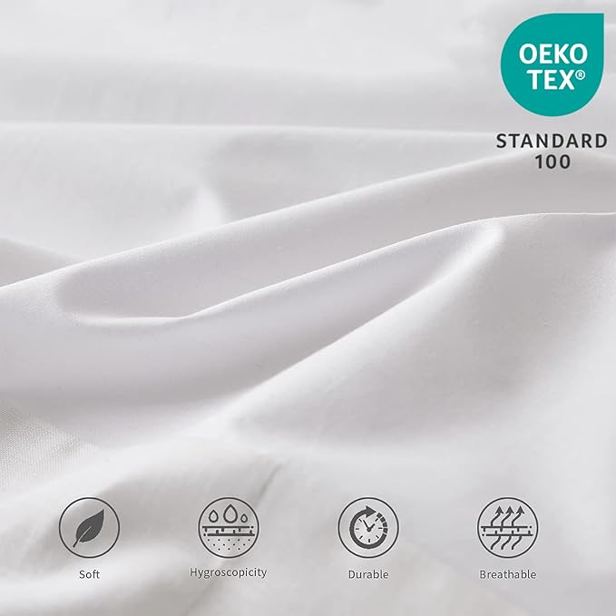 BISELINA French Linen Bed Skirt Split Corner with Button 18-Inch Tailored Drop Natural Flax Cotton Blend Basic Dust Ruffle Soft Cozy (18" King,Button White)