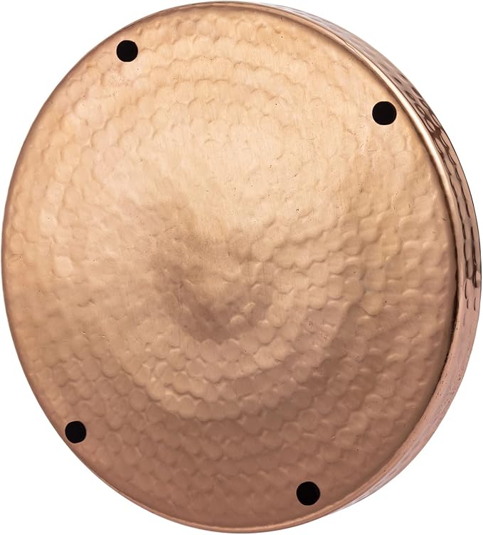 MyGift 11 Inch Deluxe Hammered Copper Kithchen Accessories Tray - Aluminum Plated Copper Platter and Vanity Tray - Handcrafted in India