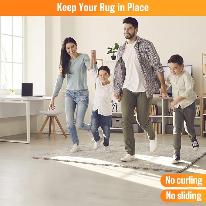 ZC GEL 8 Pcs Rug Tape, Reusable Carpet Tape for Area Rugs，Non Slip Rug Pads Grippers for Hardwood Floors and Tiles, Double-Sided Adhesive Rug Stickers Keep Corners Flat, No Damage to Floor