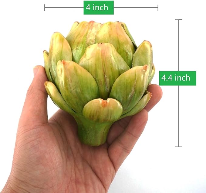 Large Green Artificial Artichokes Fruits - Fake Fruits and Realistic Vegetables for Kitchen Bowl and Vase Filler Decorations (8)