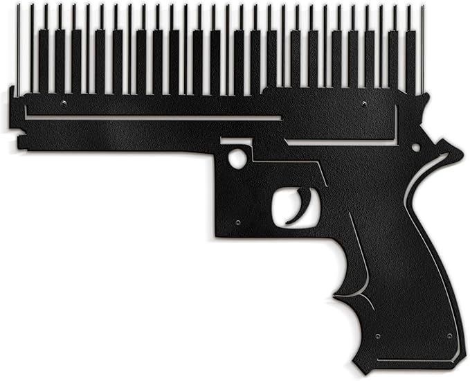 SIGNLEADER Metal Wall Art Decor Gun Pistol Modern Abstract Wall Sculpture Hangings Home Decoration for Living Room, Bedroom, Bathroom, Kitchen, Outdoor - 18" Black