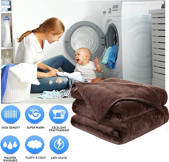 EASELAND Soft King Size Blanket All Season Warm Microplush Lightweight Thermal Fleece Blankets for Couch Bed Sofa,90x108 Inches,Chocolate