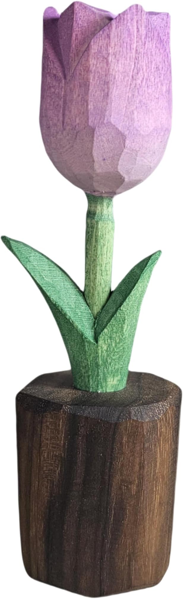 Handcrafted Wooden Tulip Figurine – Elegant Basswood Carved Sculpture, Unique Gift with Premium Gift Box, Ideal for Mother’s Day, Anniversary, Birthday, Home Office Décor (Purple)